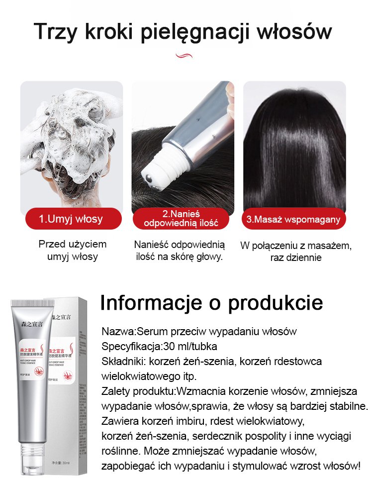 Serum w kulce wzmacniające cebulki włosów, zapobiegające wypadaniu i wspomagające porost włosów.