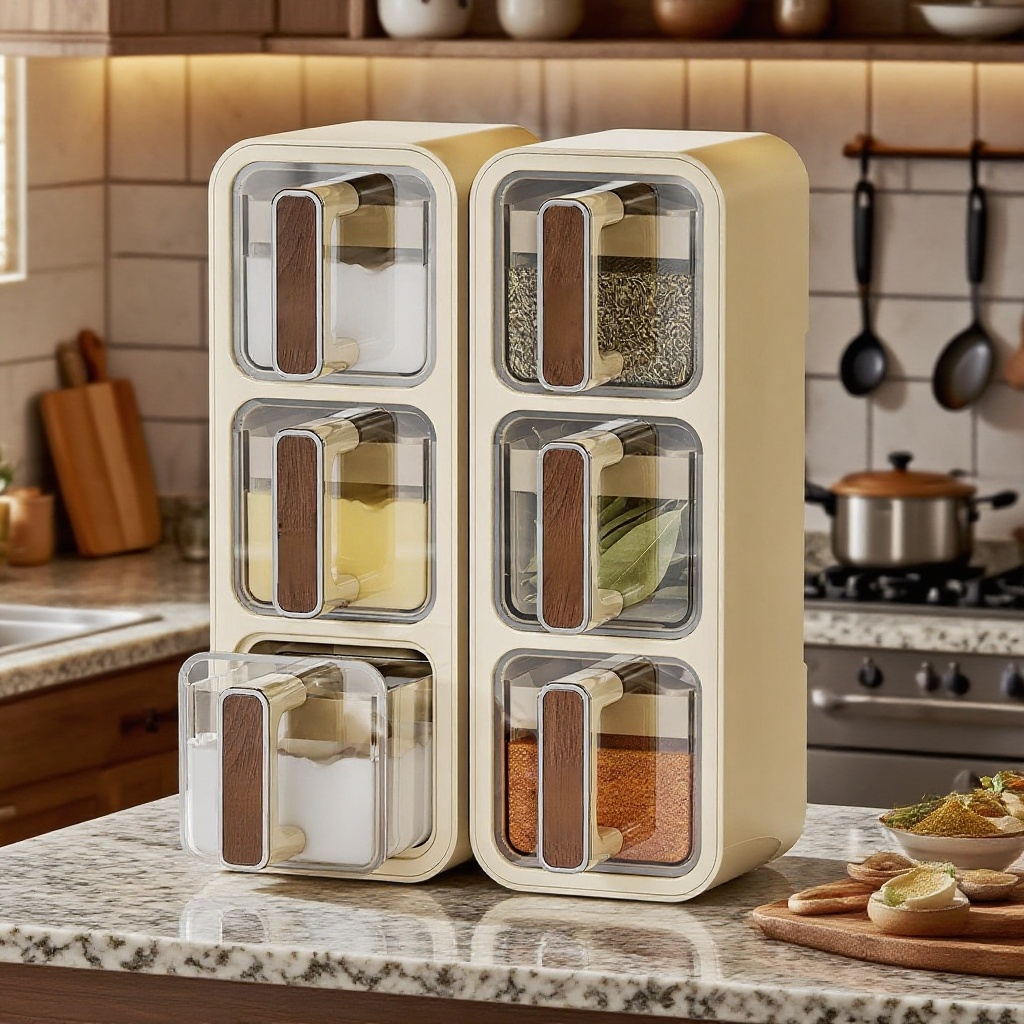 새로운 다중 칸 벽걸이 조미료통