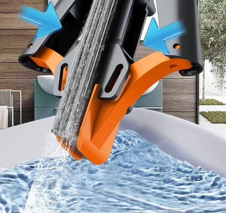 Easy wringing lazy person's mop with ergonomic handle