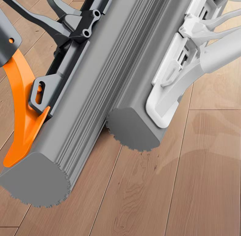 Large roller mop picking up dirt and dust with ease