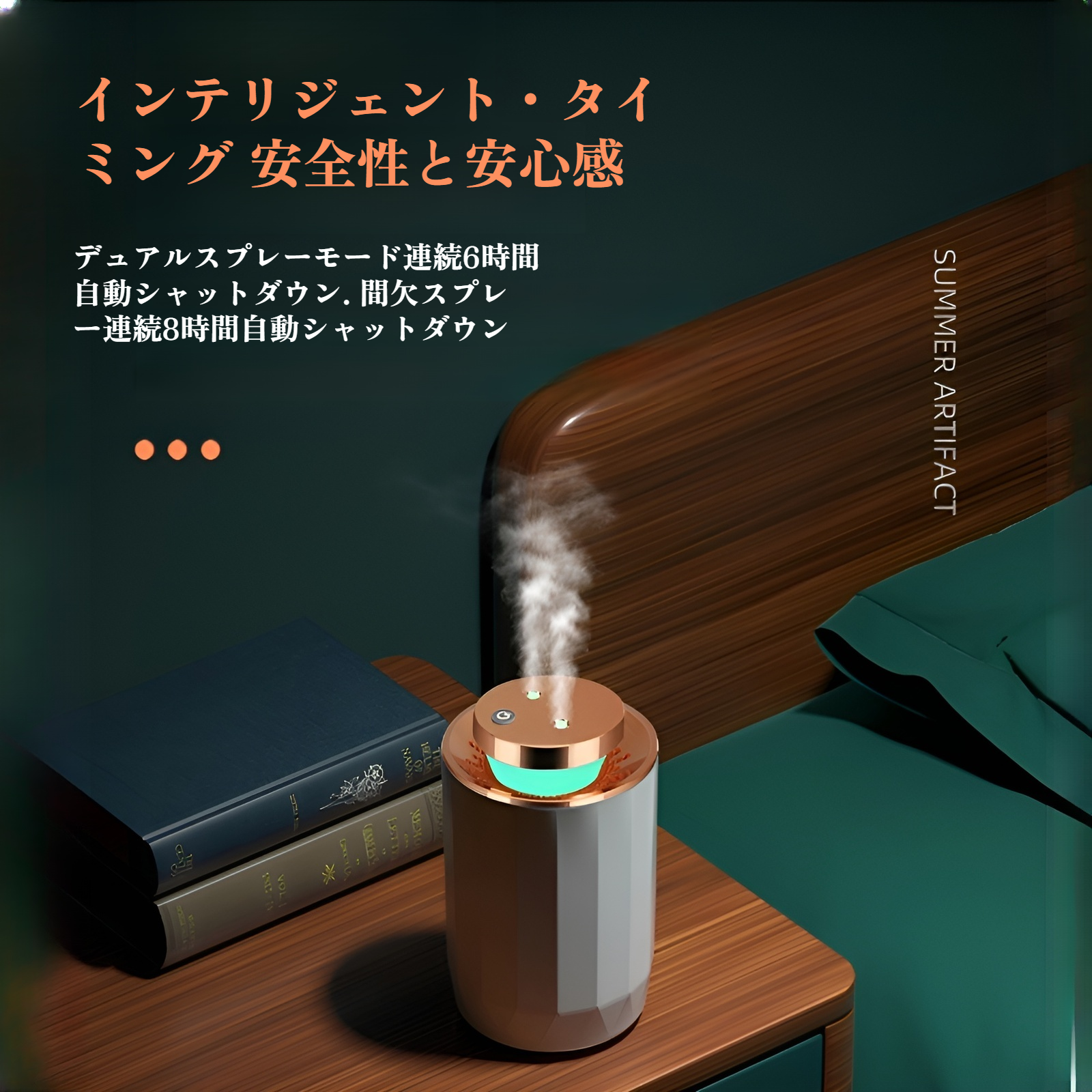 新しい加湿器 家庭用 大噴霧量 ダブルノズル 雰囲気ライト 清浄機 アロマセラピー 機関車 大容量加湿器