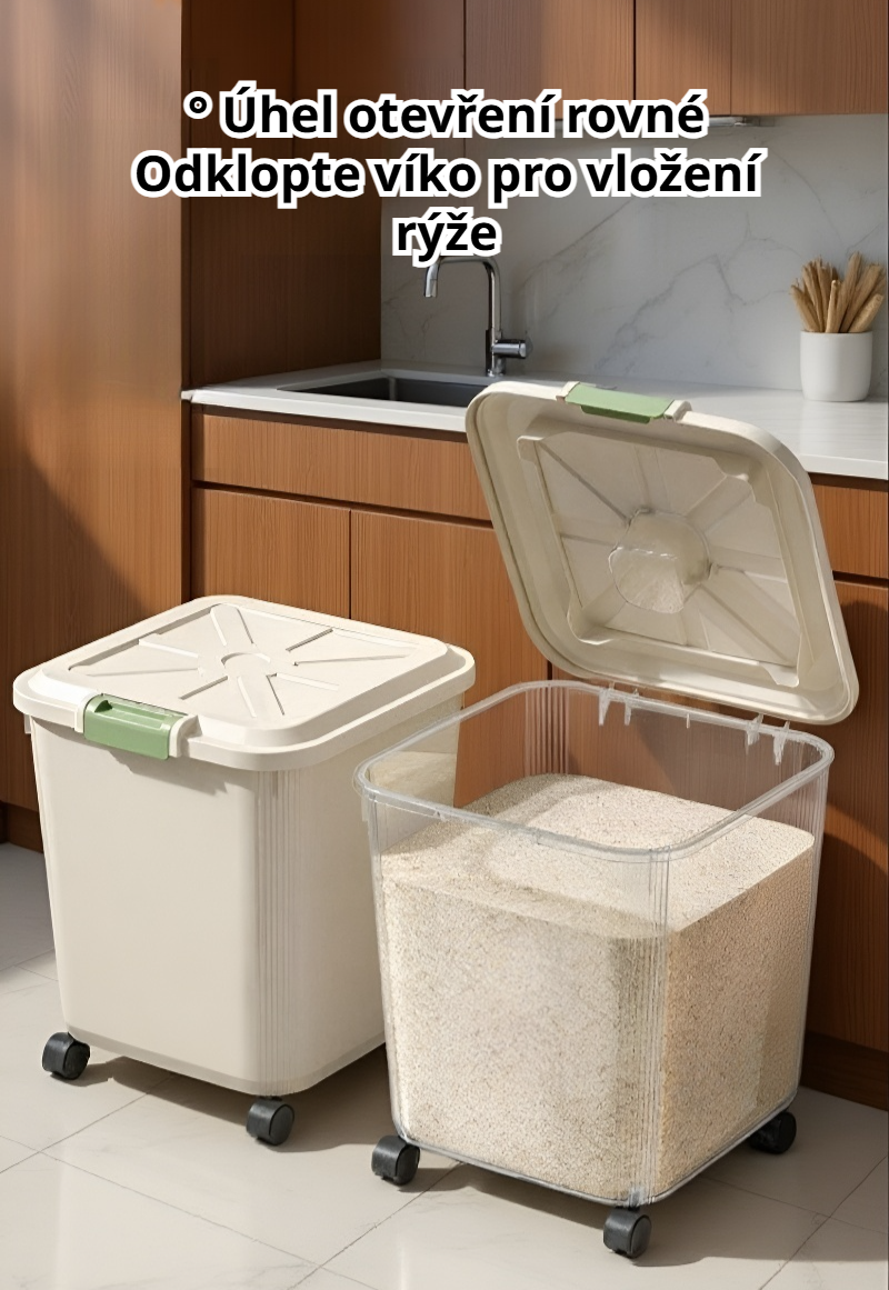 Detail víka nádoby odolného proti hmyzu