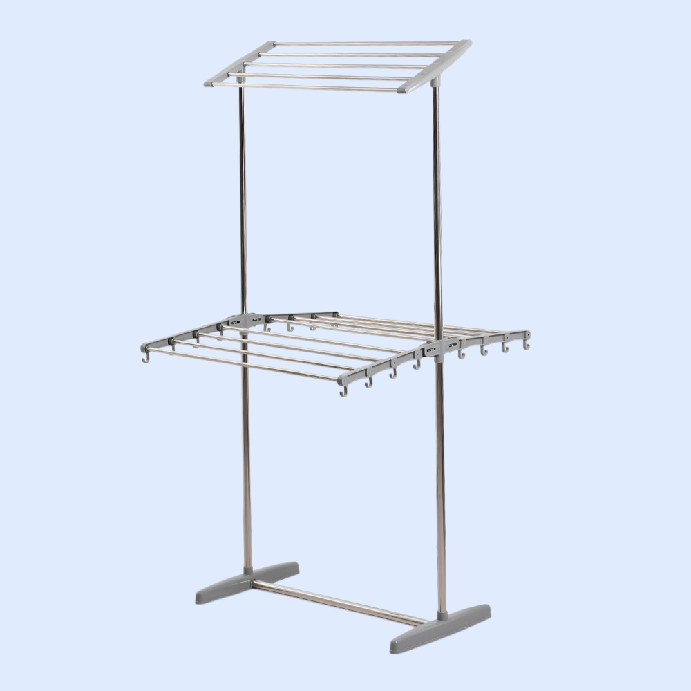 이중 구조 이동식 스탠드 빨래건조대 겸 수건걸이