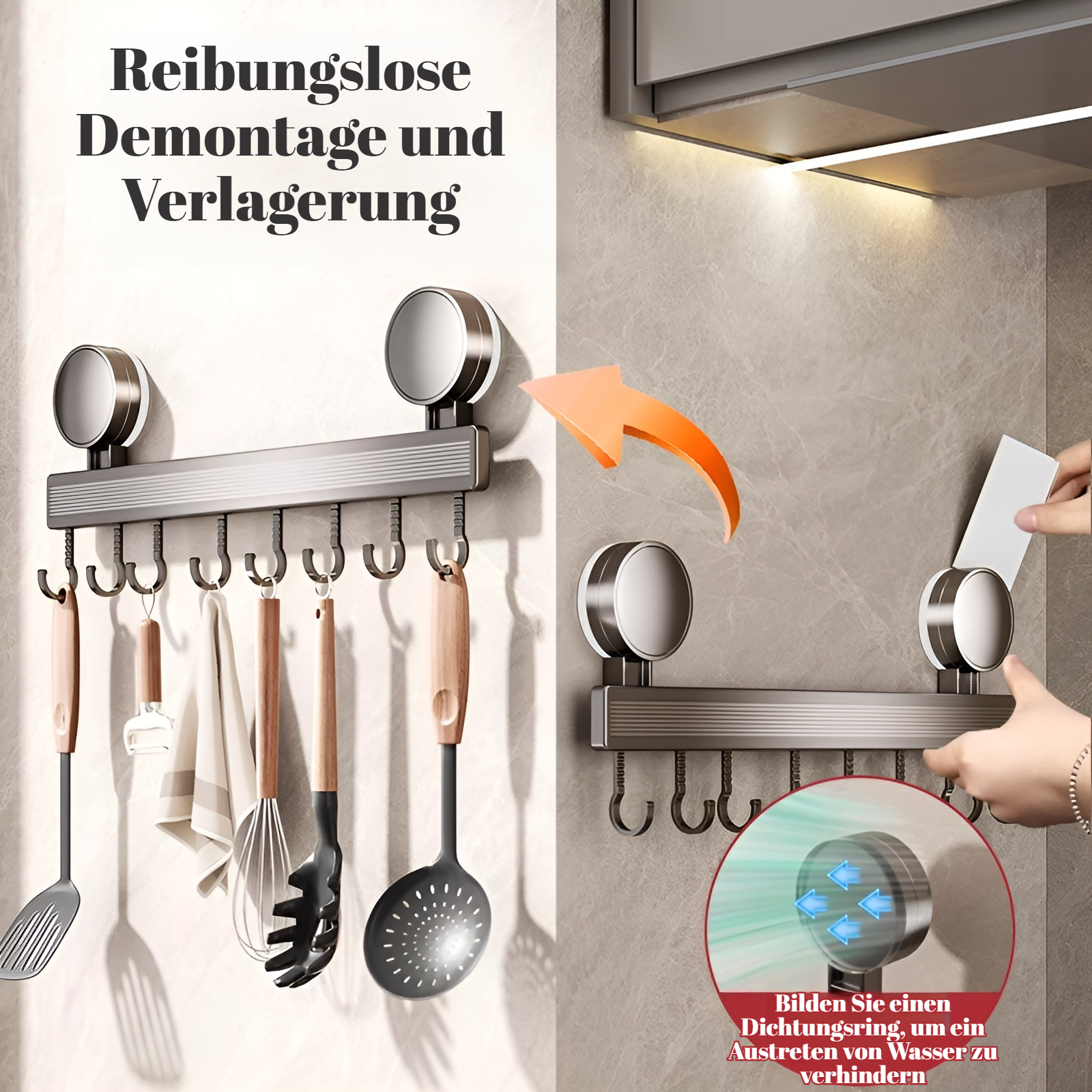 Saugnapf Küche Punch-freies Haken Rack Hängen Stange Wand-montiert Multifunktions Geschirr Rack Löff