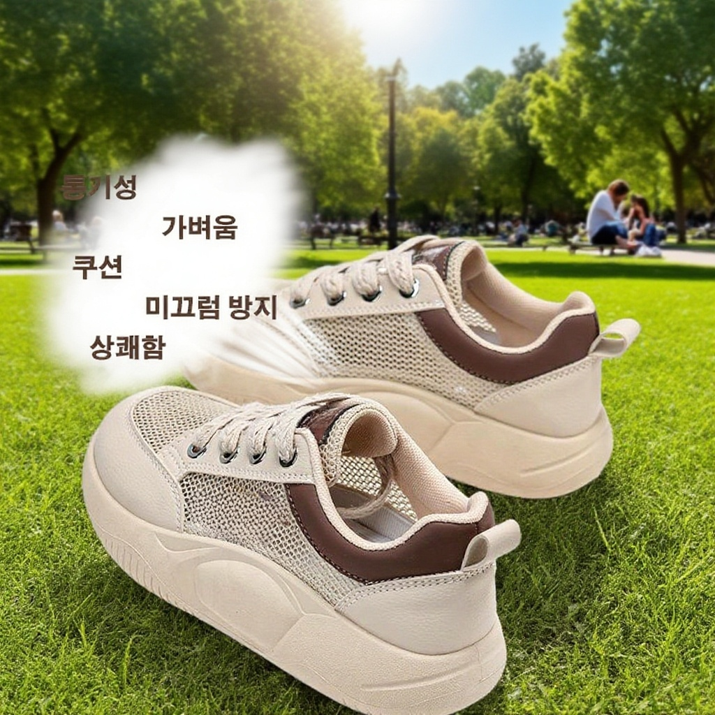 여성 캐주얼 메쉬 통굽 운동화