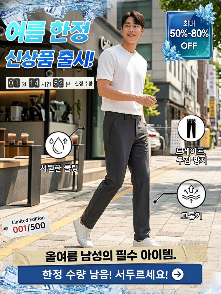 [여름 한정] 속건 활용도 높은 남성 라이트 에어 팬츠