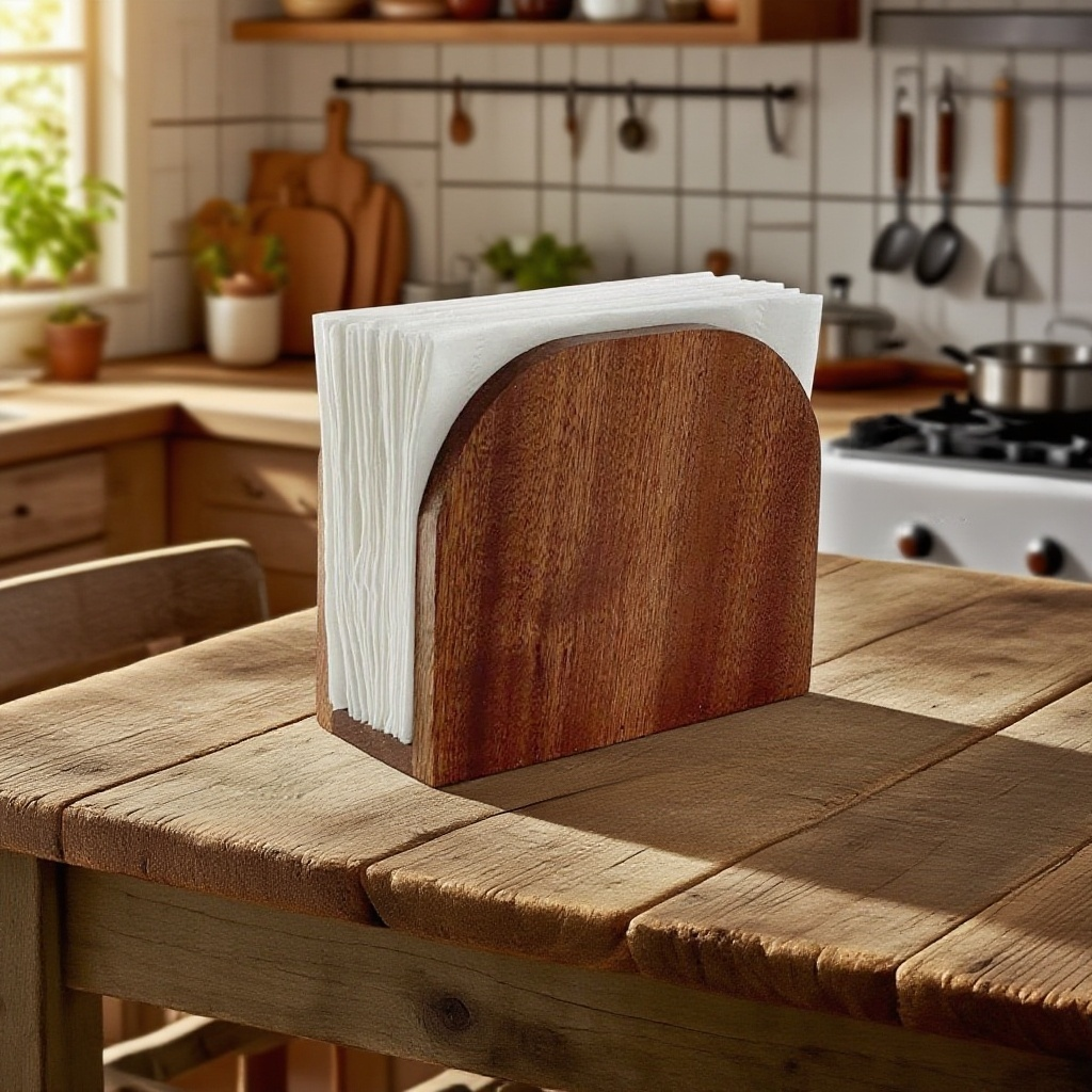 高級感立式實木餐巾紙收納架