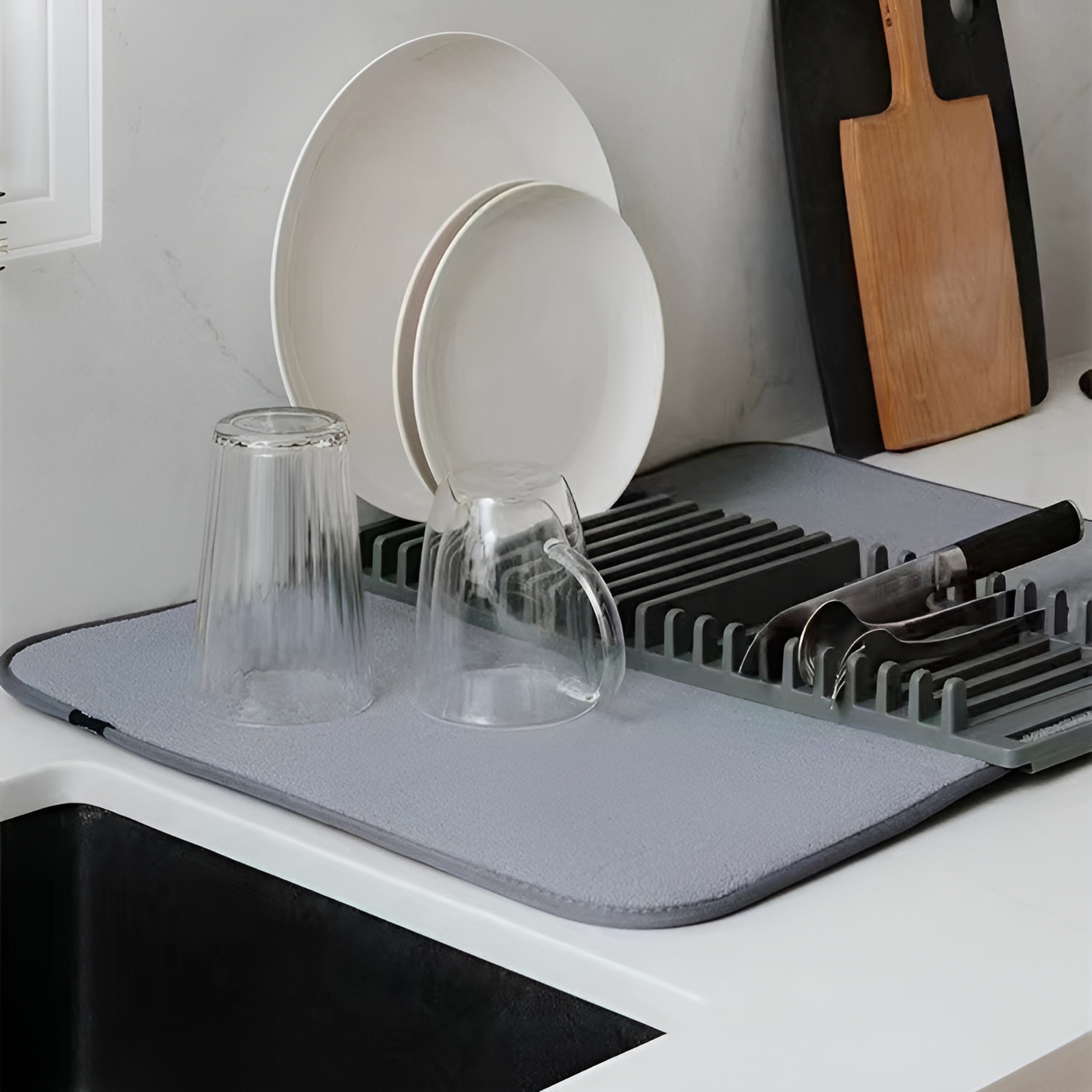 キッチンラック 排水ラック 食器収納ラック 2in1 食器収納ラック 滑り止め吸収パッド