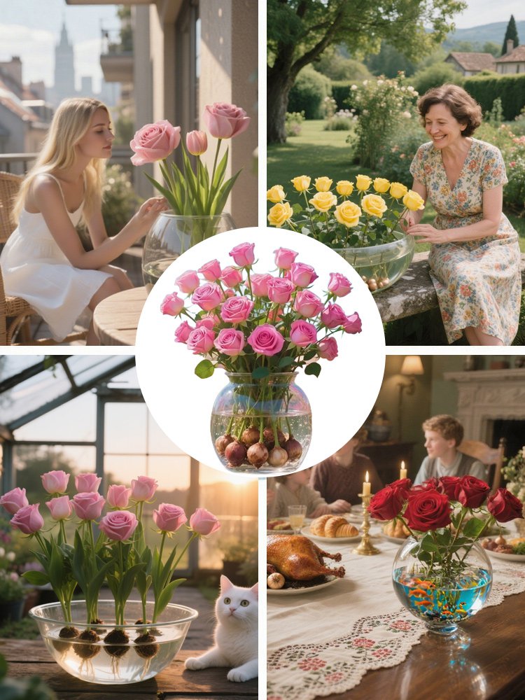 Bulbes de roses hydroponiques à longue floraison (300 jours), parfum intense