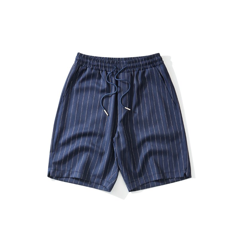 日系配色ストライプショートパンツメンズゆったりヴィンテージハーフパンツ