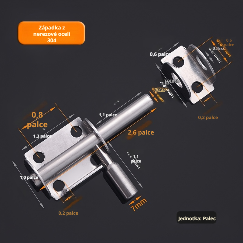Západka na dveře z nerezové oceli 304 bez nutnosti vrtání