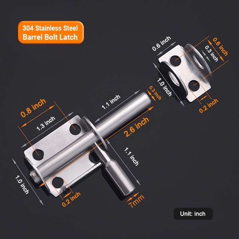 Durable stainless steel bolt lock for sliding doors and cabinets