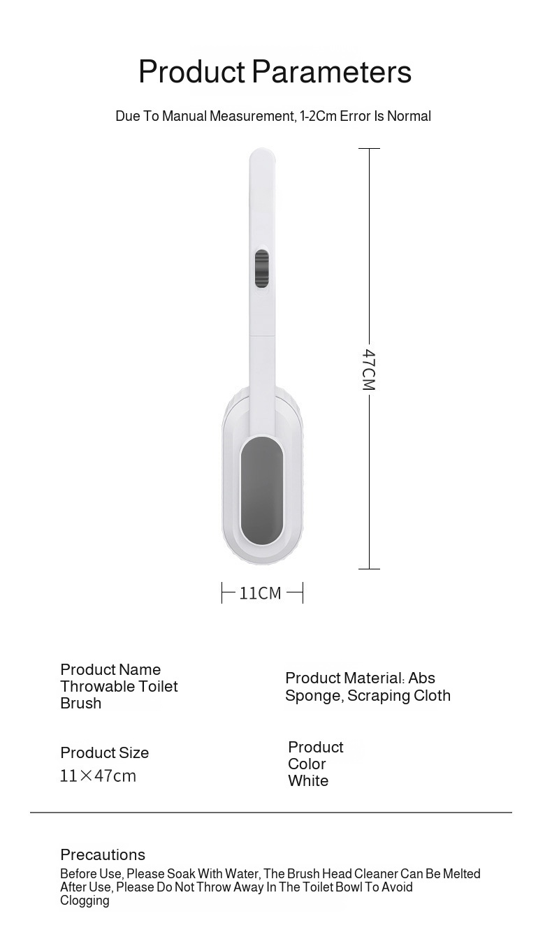 Dead End Replaceable Toilet Brush Heads Bathroom Disposable Wall Mounted Cleaning Brush