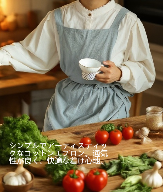 通気性抜群のエプロン着用イメージ