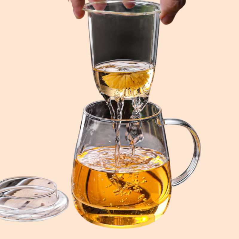 꽃 찻잔 유리 찻잔