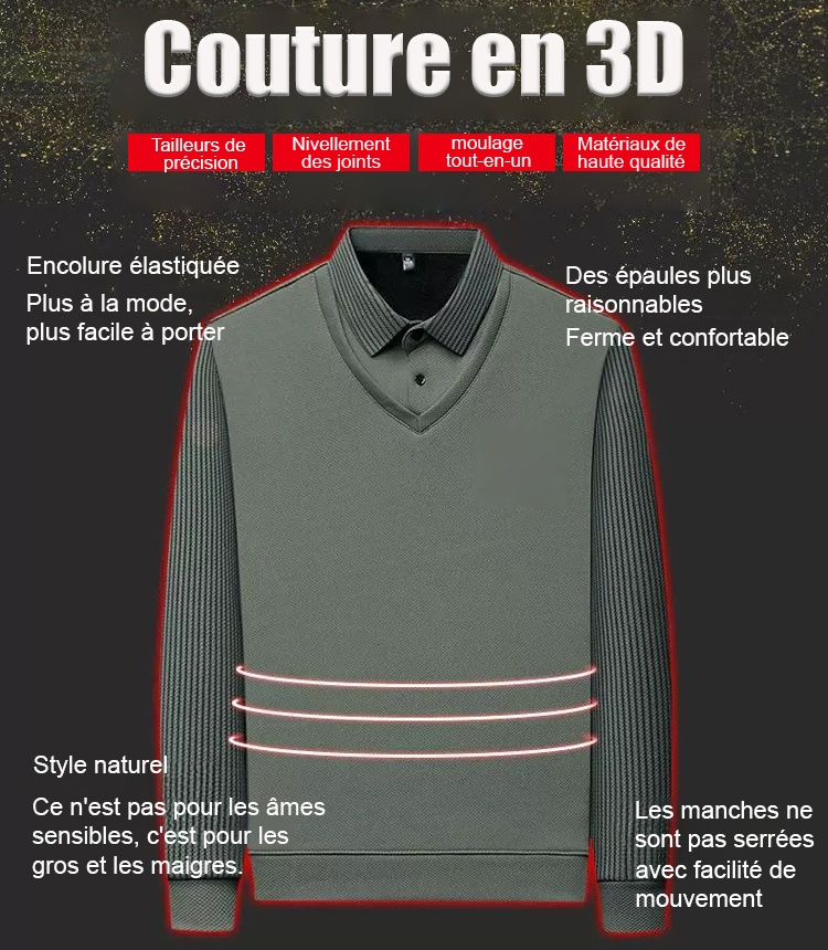 Business Fake Two Piece Sports Casual Padded Top