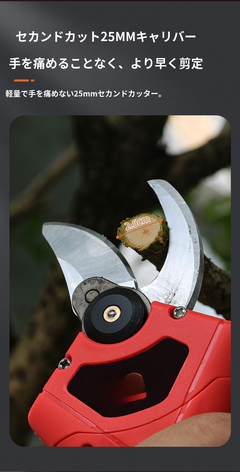 人間工学デザインの園芸ハサミの持ち手部分