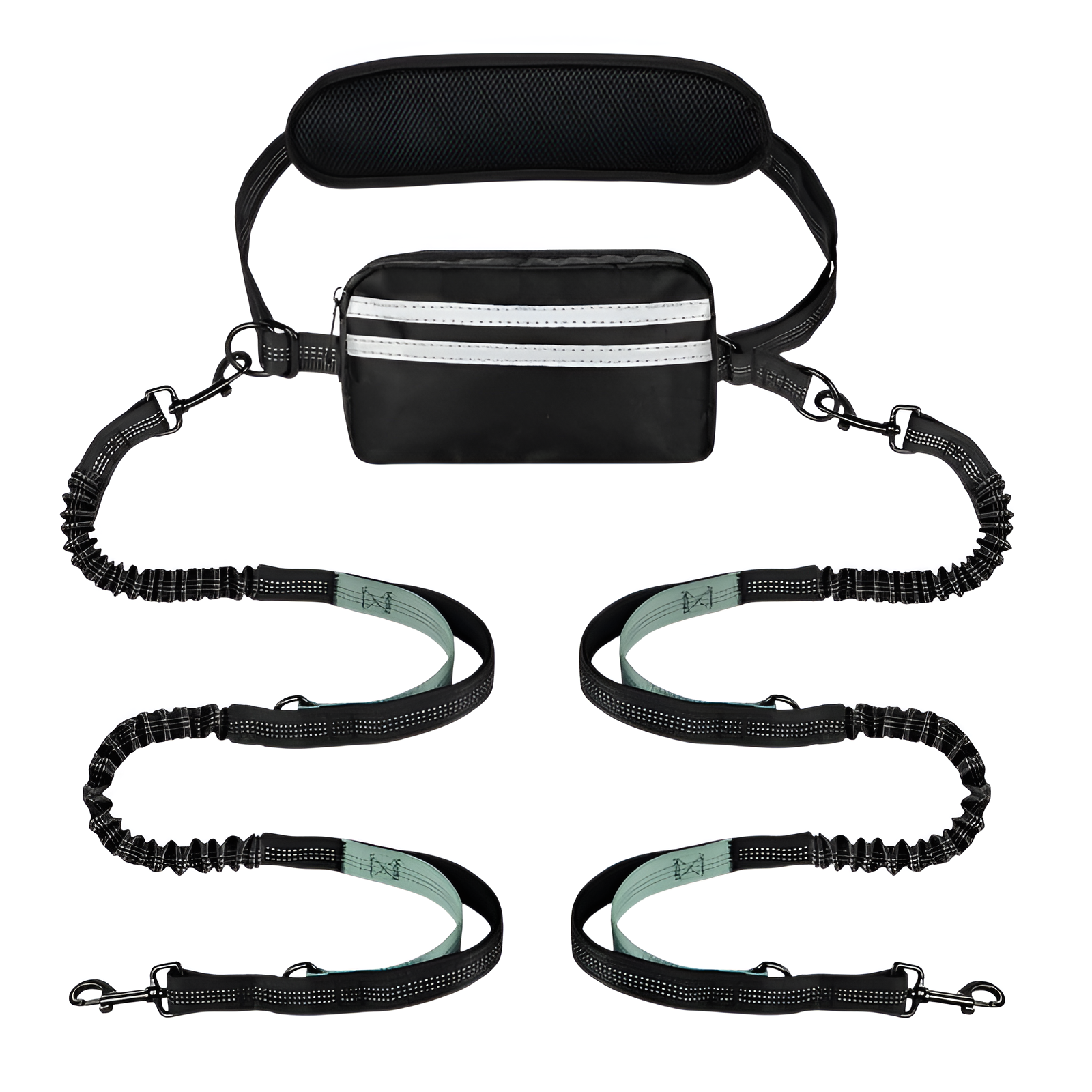 売れ筋のランニングリーシュ、ウエストバッグ付き、ハンズフリースポーツウォーキングリーシュ、犬用チェーン、反射式伸縮式犬用チェーン