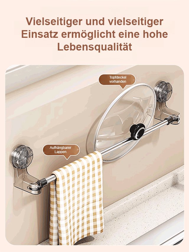 Teleskopische Aufbewahrungsstange mit Saugnapf ohne Bohren