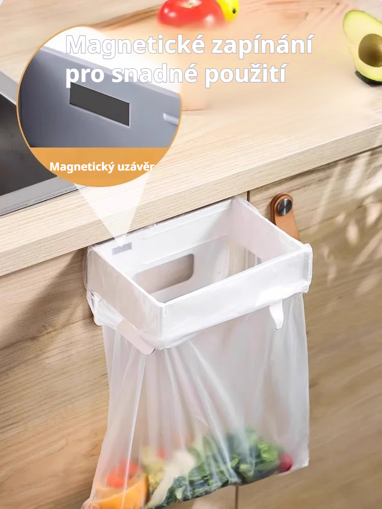 Nástěnný teleskopický úložný držák na organizaci plastových sáčků