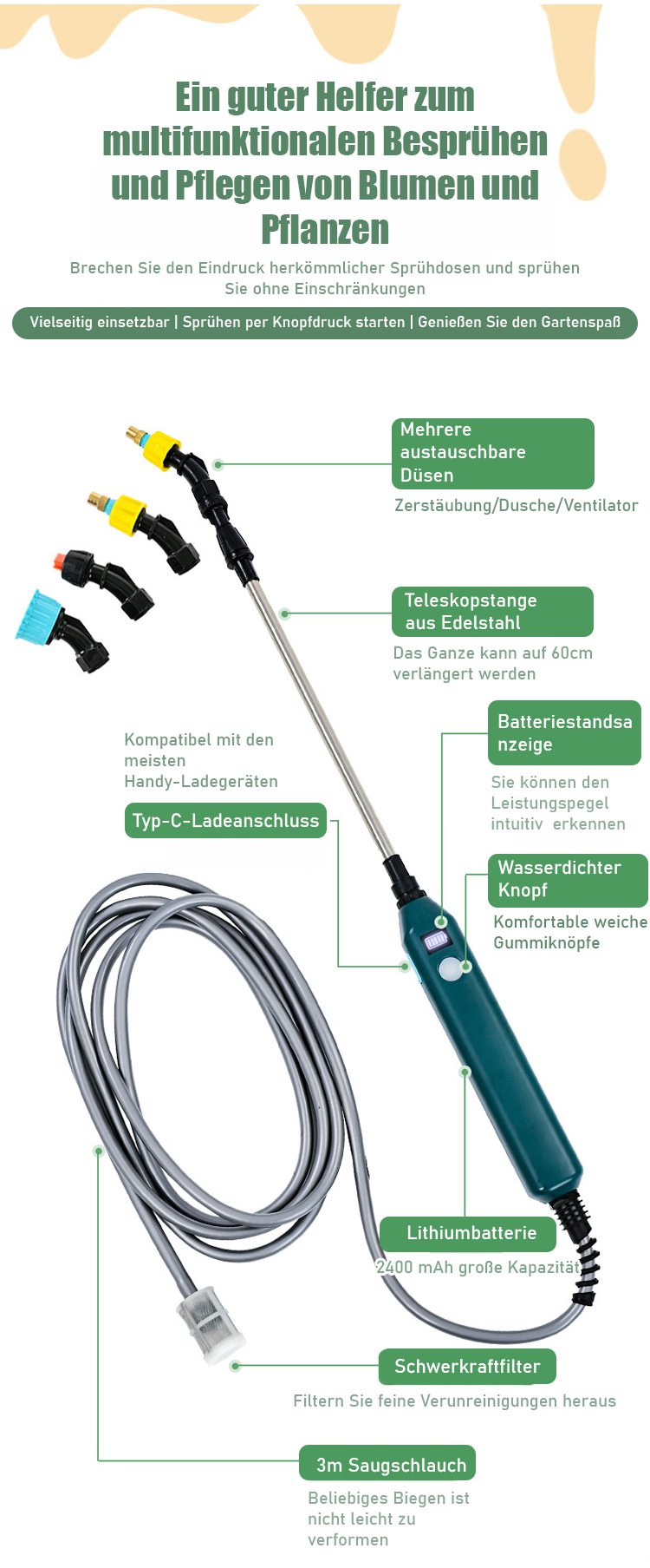 Innovatives Sprühgerät mit LED-Anzeige