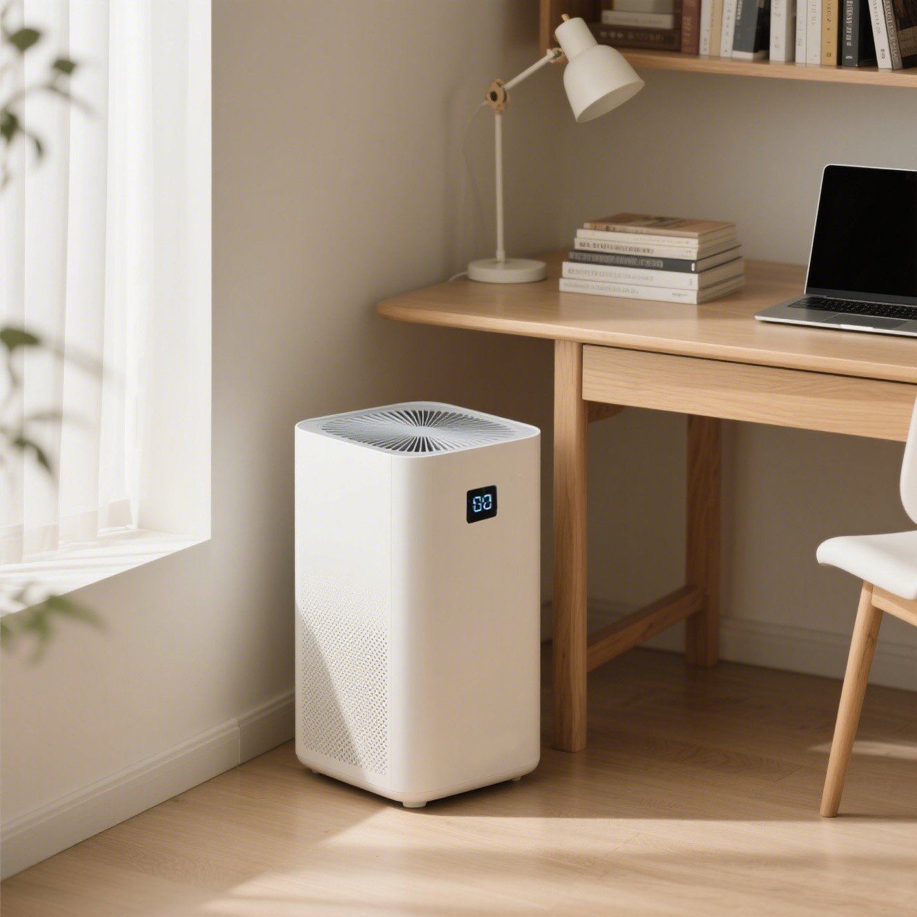 Purificator inteligent de aer Chytrý čistič vzduchu pe masă în sufragerie