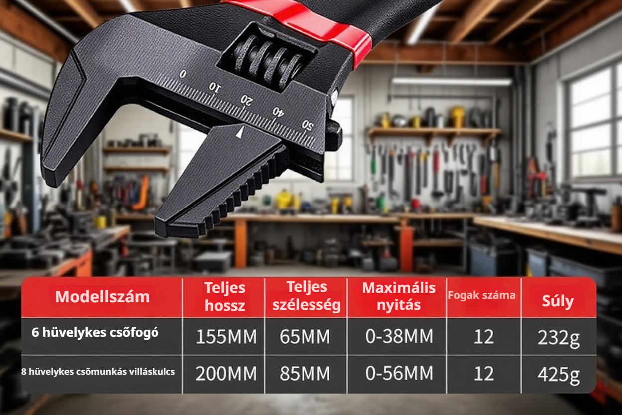 Masszív többcélú csőkulcs rozsdamentes acélból