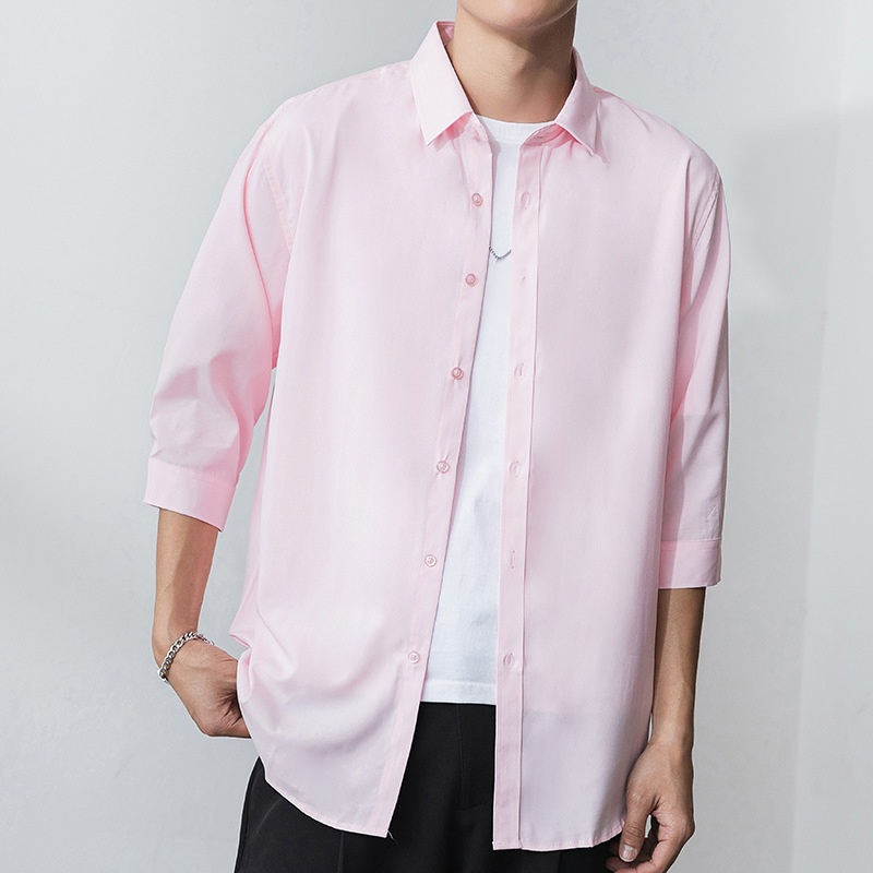 メンズシルク7分袖シャツ