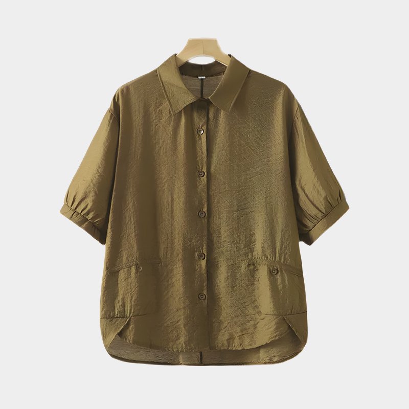 無地綿麻半袖シャツ