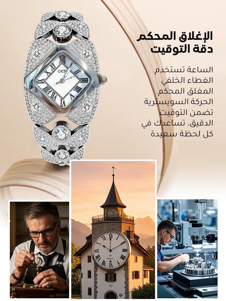 【تصميم حصري】 ساعة راقية فاخرة مرصعة بألماس مشرقة مع حركة كوارتز للنساء