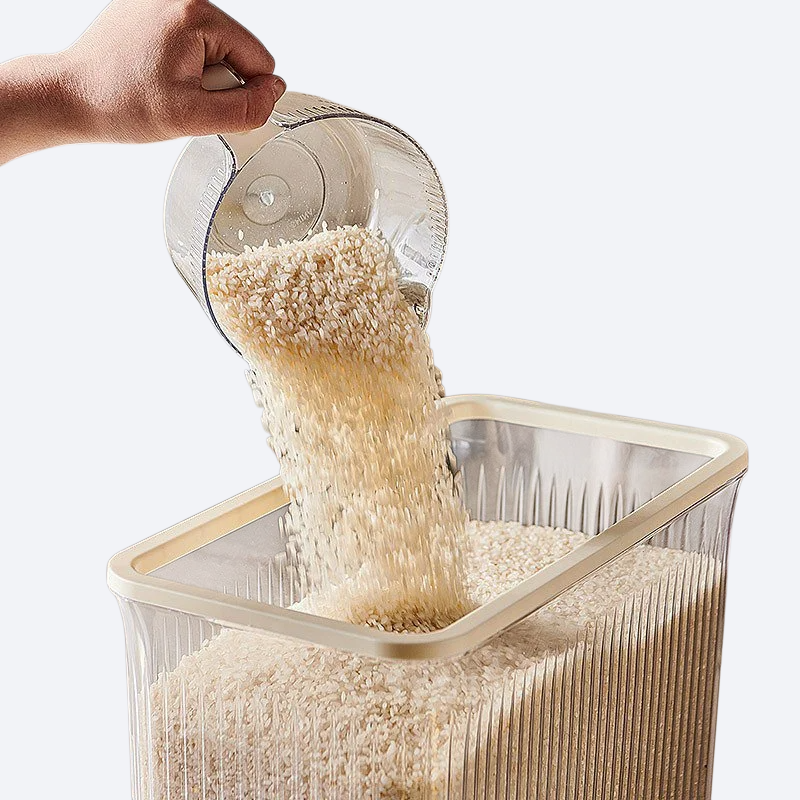 家庭用押圧式大容量自動米出し収納バケツ