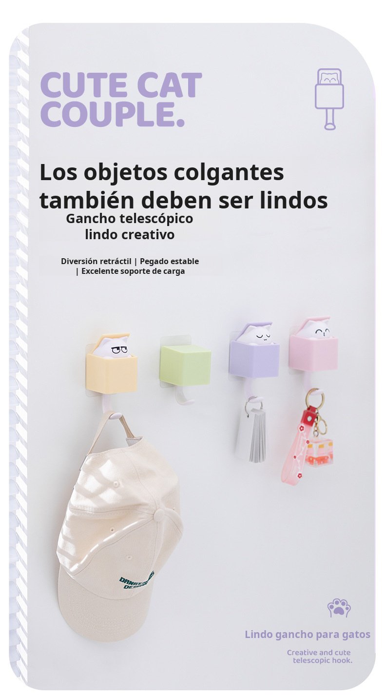 Gancho para gato lindo de pared adhesivo multiusos