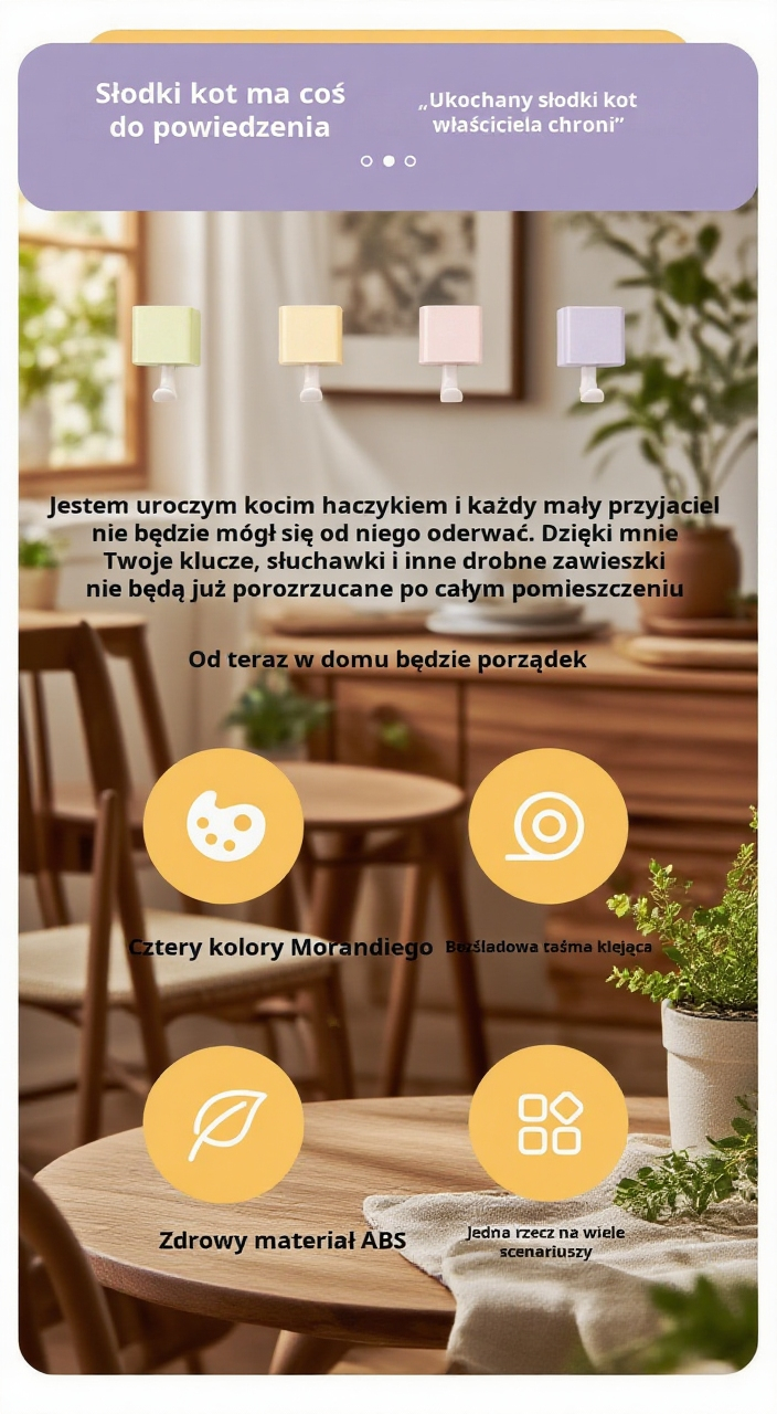 Uniwersalny haczyk ścienny z mocnym klejem