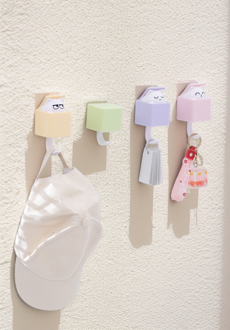 Gancho para gato lindo de pared adhesivo sin daños