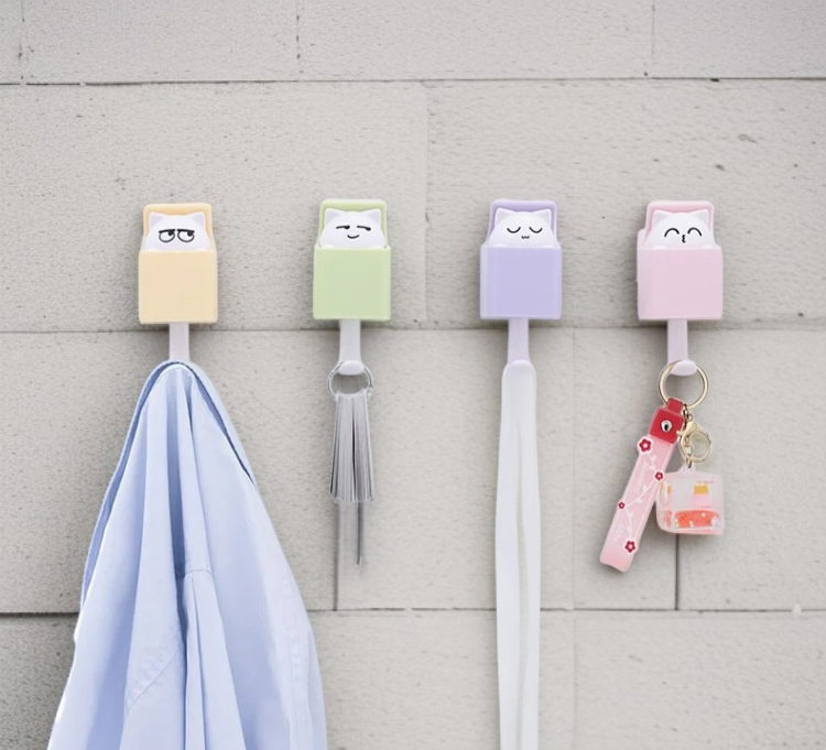 Gancho de pared con diseño adorable de gato