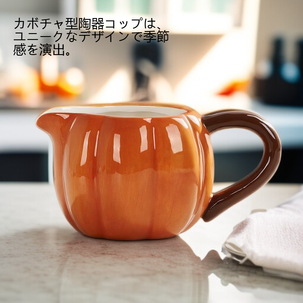 カボチャの形をした陶器のコップ