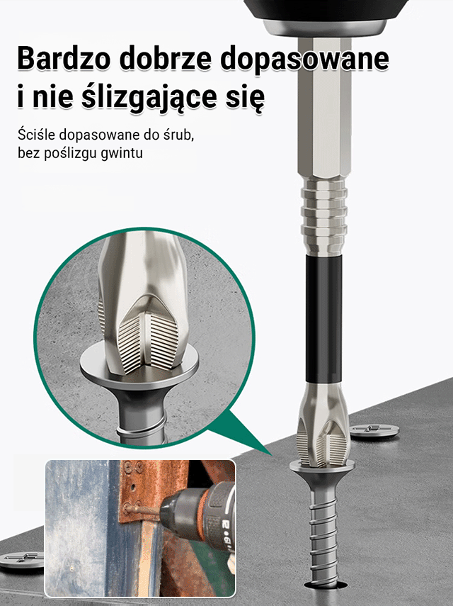 Zestaw bitów odpornych na poślizg, uderzenia i z silnym magnesem.