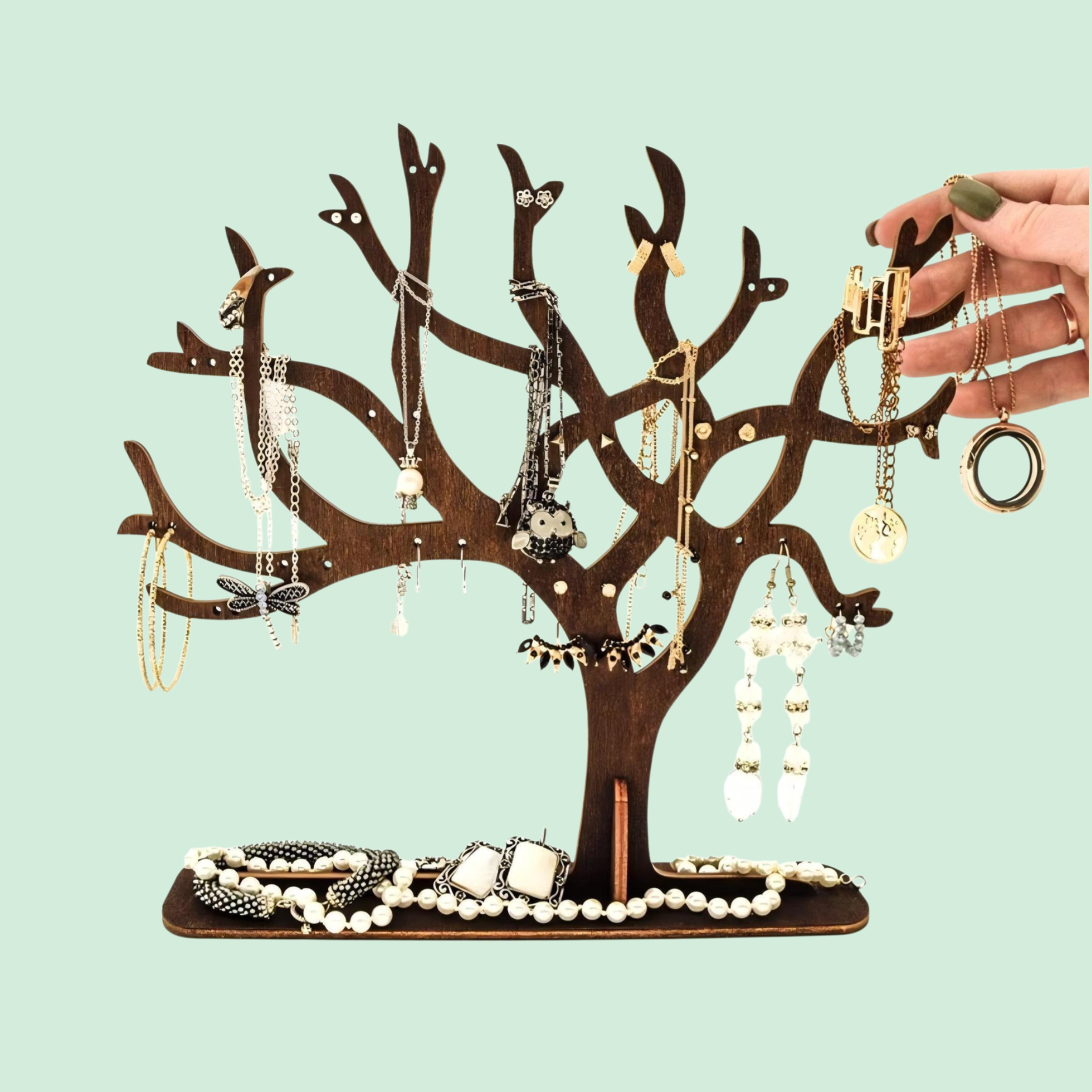 빈티지 귀걸이 나무 보석 스탠드