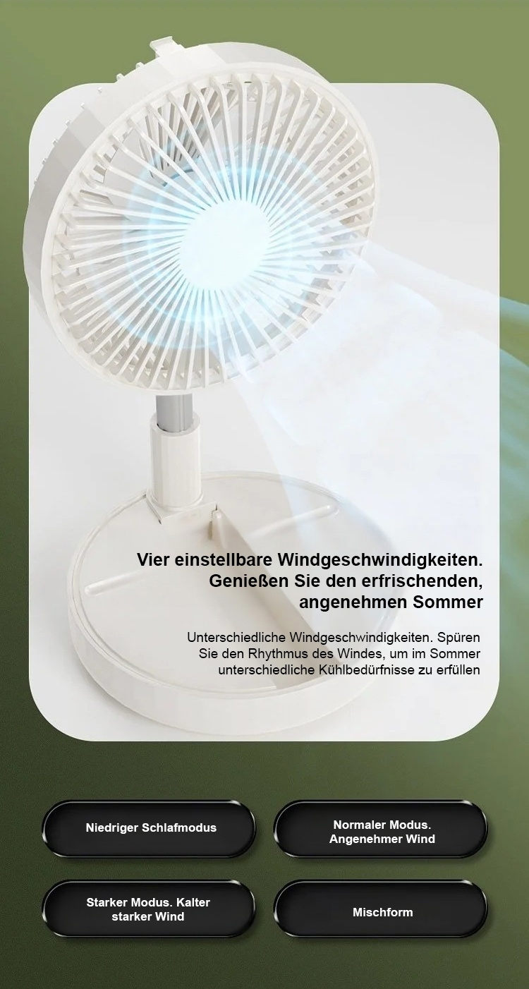 Kompakter Ventilator im zusammengeklappten Zustand