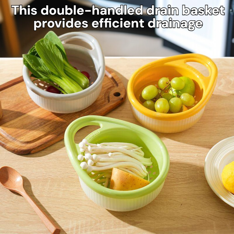 Double layer handle drain basket kitchen