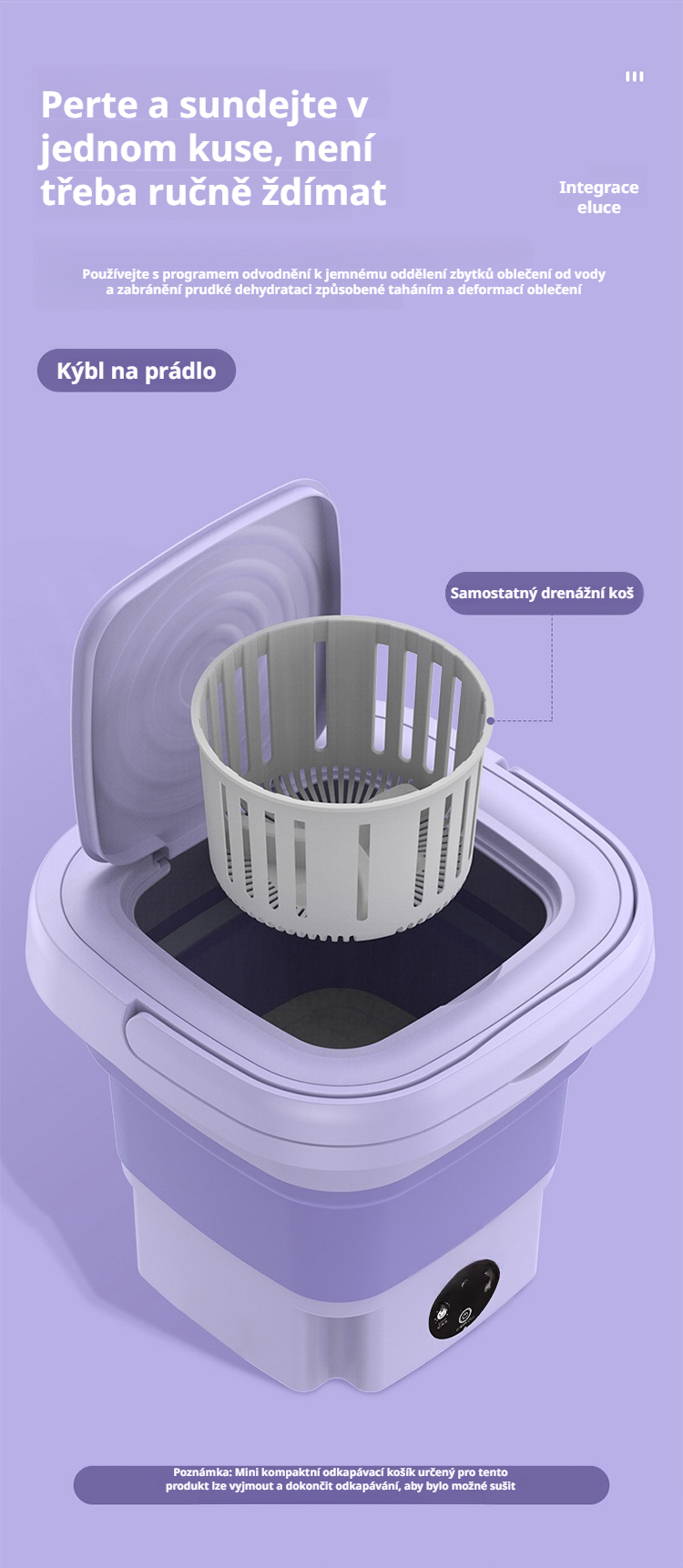 Mini pračka připravená k použití