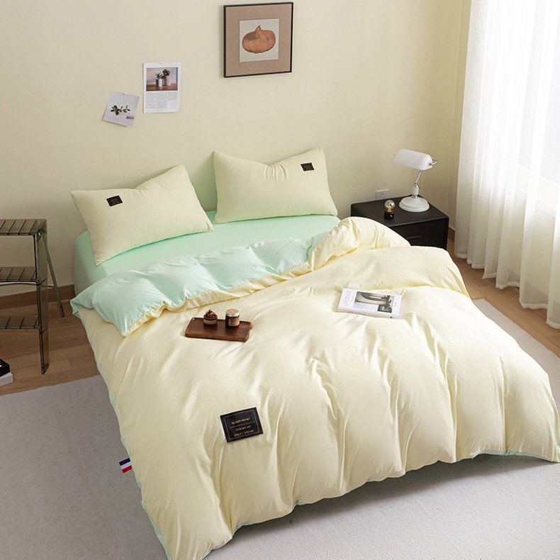 無地の水洗綿のシーツ4点セットの布団カバーです