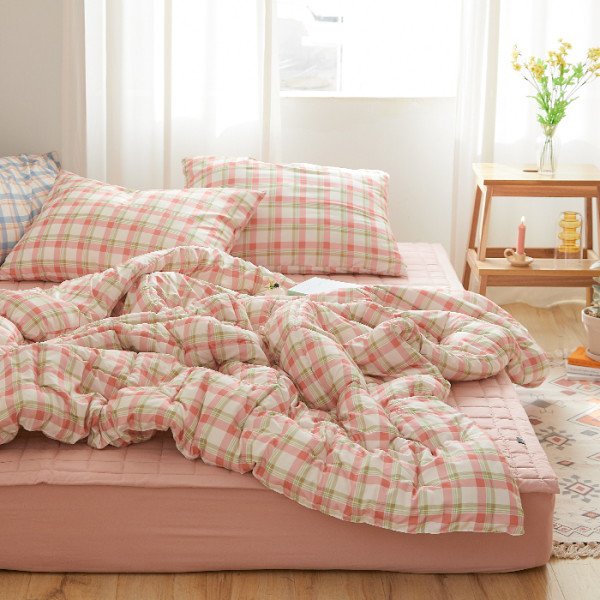 コットンチェック柄寝具4点セット