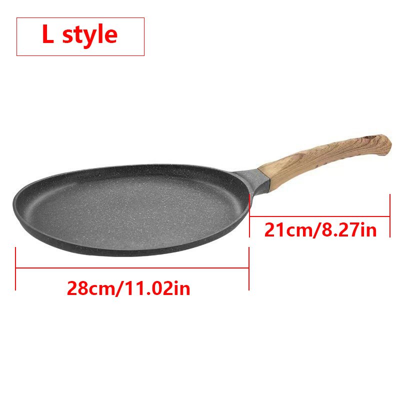 1pc 크레페 팬 팬케이크 팬 나무 손잡이가있는 붙지 않는 프라이팬 오믈렛 냄비 요리 스테이크 팬 주방 유도 크레페 제조기