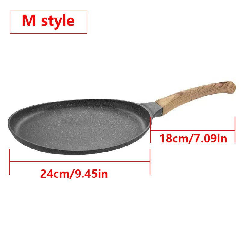 1pc 크레페 팬 팬케이크 팬 나무 손잡이가있는 붙지 않는 프라이팬 오믈렛 냄비 요리 스테이크 팬 주방 유도 크레페 제조기