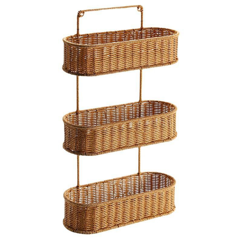 多層イミテーションラタン収納