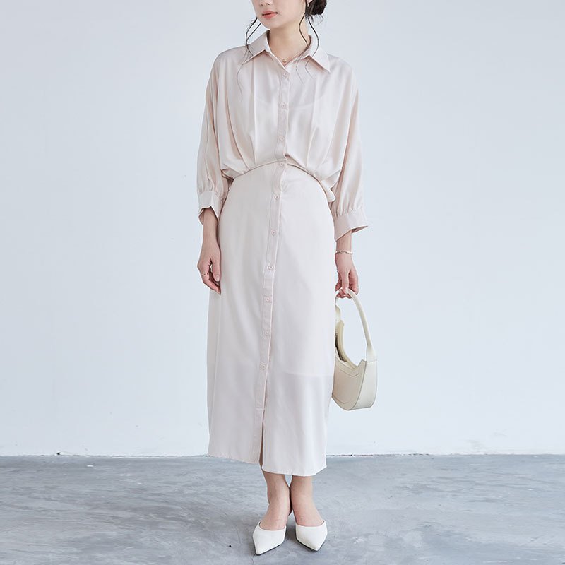 人気バットスリーブ女性用オフィスドレス