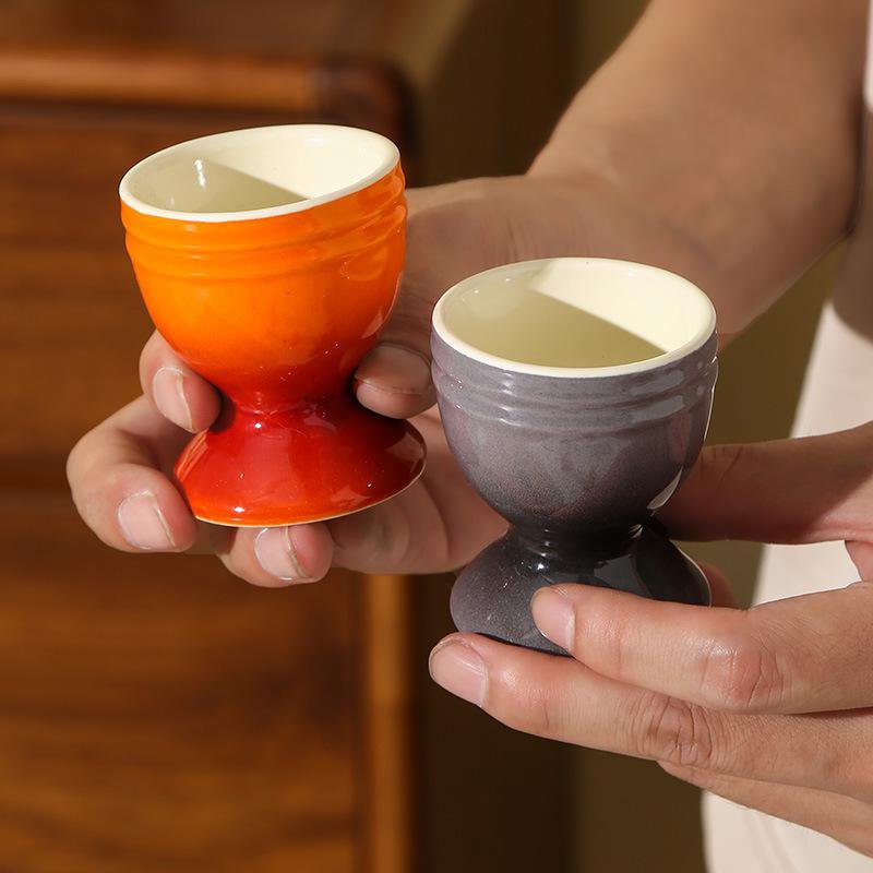 Colorful Glazed Ceramic Egg Cup with Pedestal