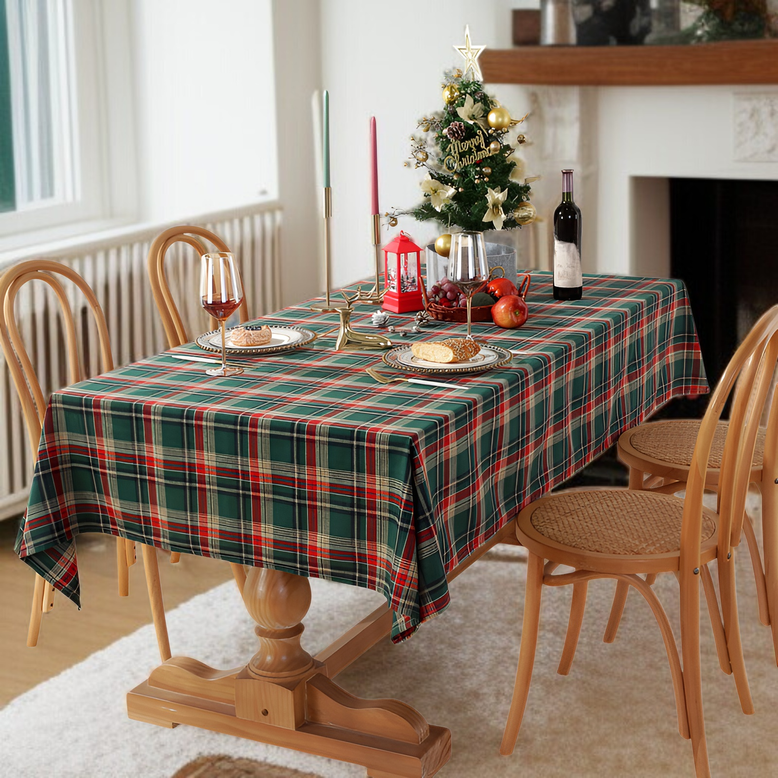폴리에스터 크리스마스 장식 수술 식탁보