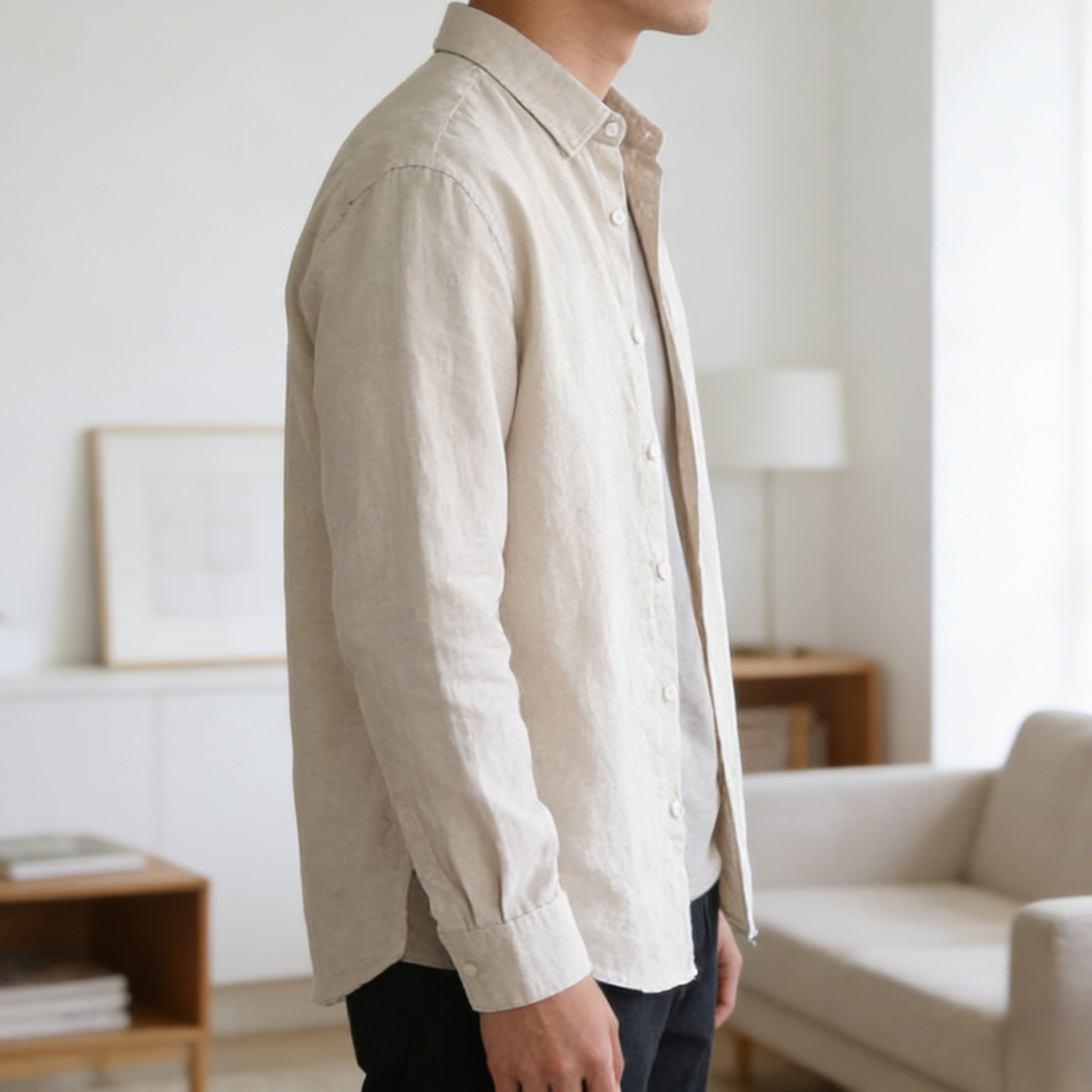 春夏向けメンズシャツジャケットのディテール